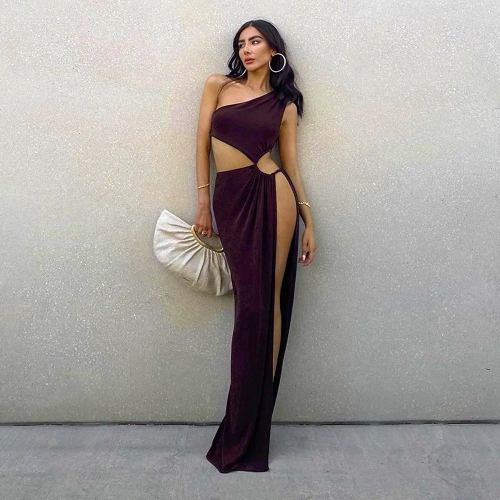 NWT SLAY Clothing Brand cutout sheer gown